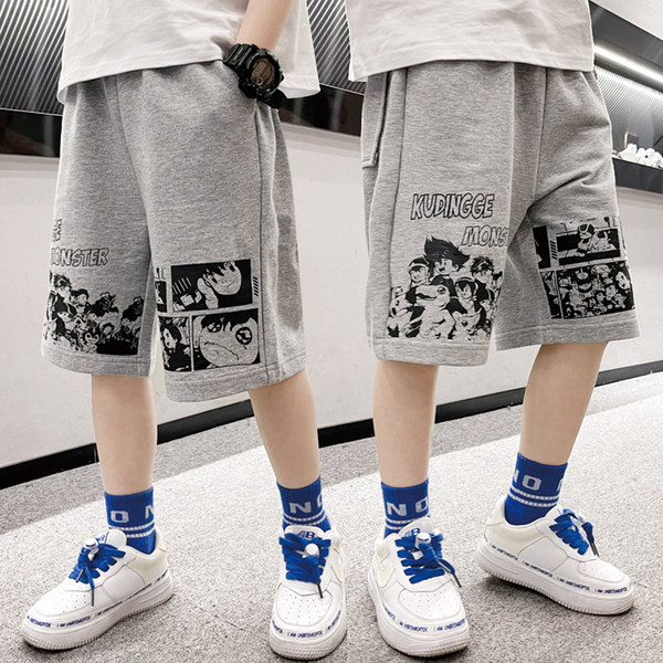 Детски 3/4 панталони с надпис и джобове 