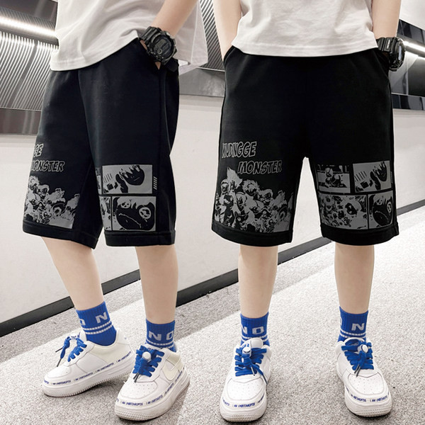 Детски 3/4 панталони с надпис и джобове 