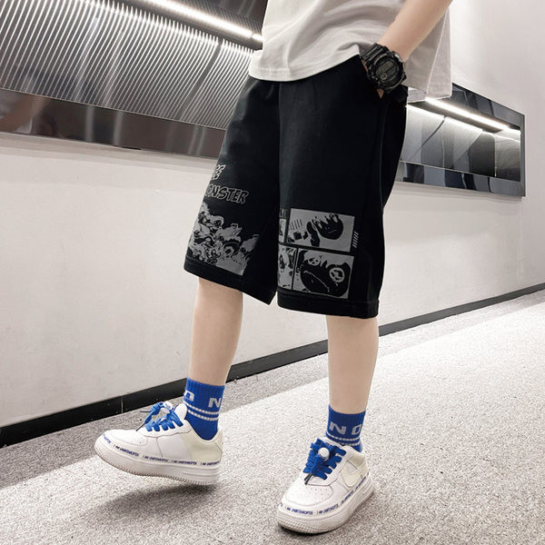 Детски 3/4 панталони с надпис и джобове 