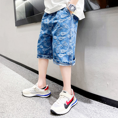 Модерни детски дънки с джобове и ластична талия-за момчета