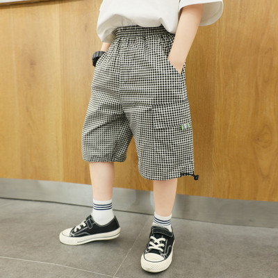 Детски карирани панталони с джобове