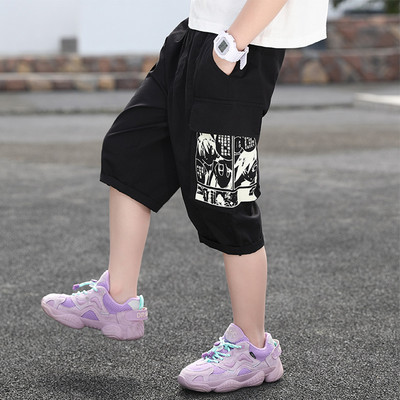 Детски 3/4 панталони с връзки и апликация