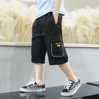 Черни детски къси панталони за момчета с джобове