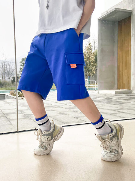 Детски памучни къси панталони със странични джобове