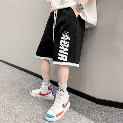 Къси детски панталони с надпис и връзки