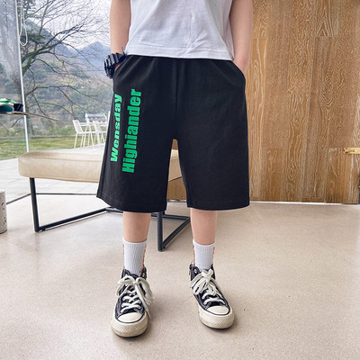 Детски къси панталони с джобове и надпис за момчета 