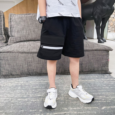 Детски къси панталони с джобове и цип за момчета