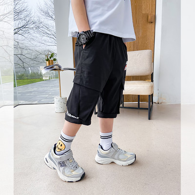 Детски къси шорти с надпис и джобове за момчета