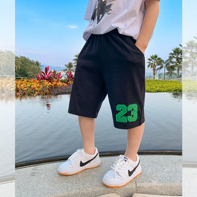 Детски памучни къси шорти с цифри за момчета