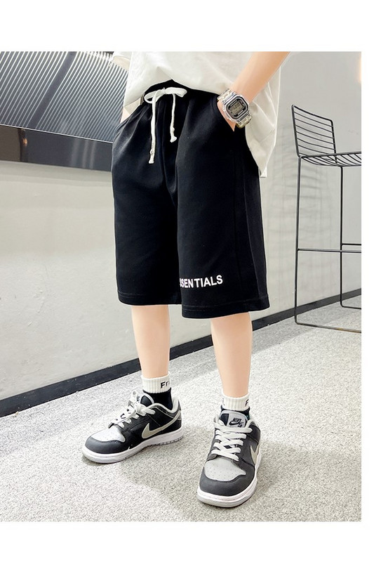 Летни детски шорти за момчета с еластична талия и надпис