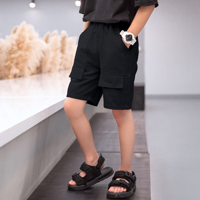 Къси детски панталони с ластична талия и джобове за момчета