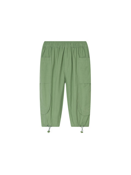 Детски пролетни панталони с връзки - зелен цвят
