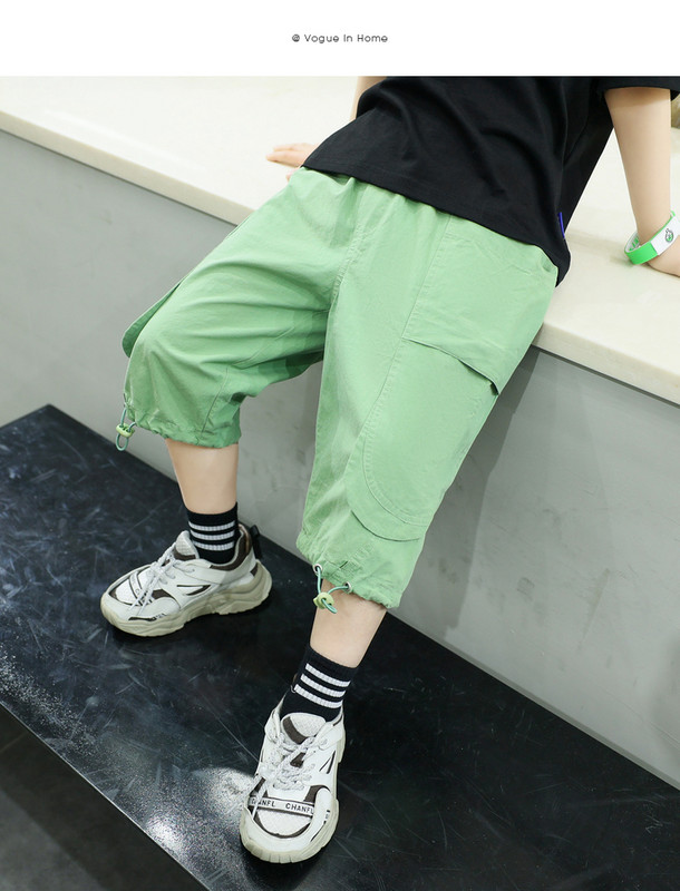 Детски пролетни панталони с връзки - зелен цвят