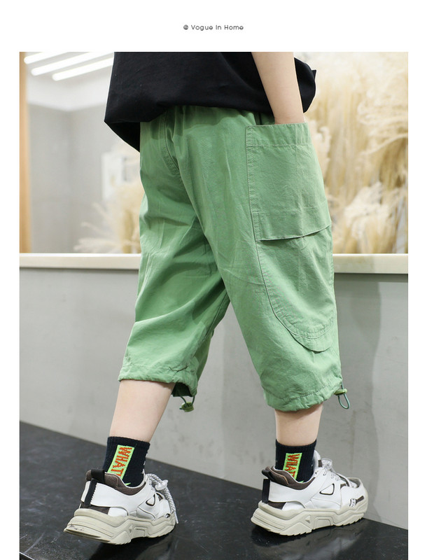 Детски пролетни панталони с връзки - зелен цвят