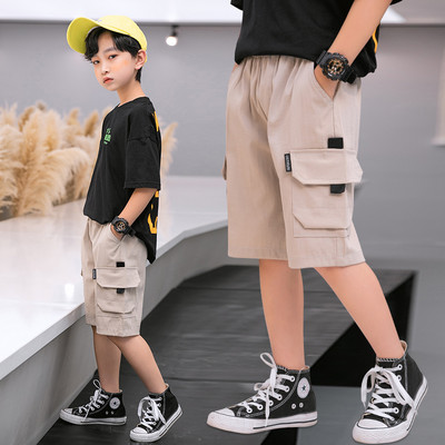 Детски къси ежедневни панталони с джобове и ластична талия