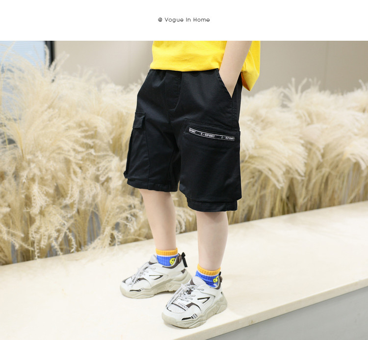 Черни детски 3/4 панталони с джобове