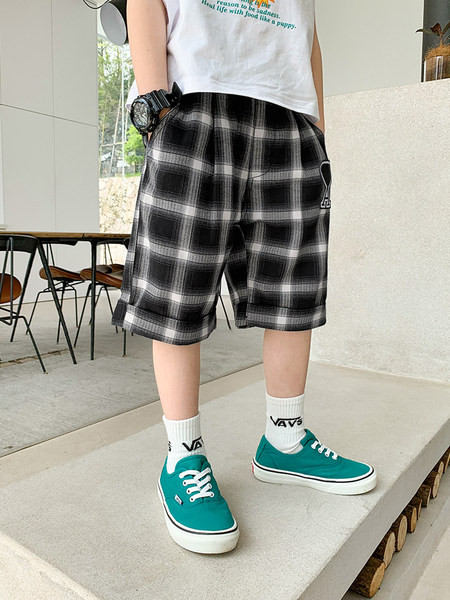 Детски ежедневни карирани панталони с джобове за момчета 