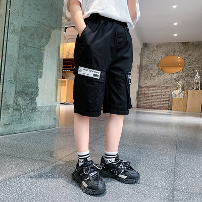 Детски къси панталони с надписи в черен и бял цвят