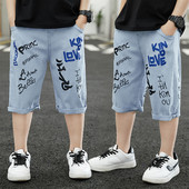 Детски дънкови панталони с надписи и джобове