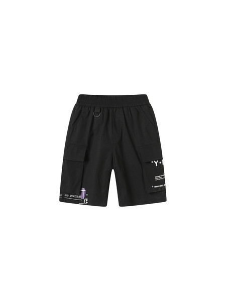 Летни детски панталони с джобове - черен цвят