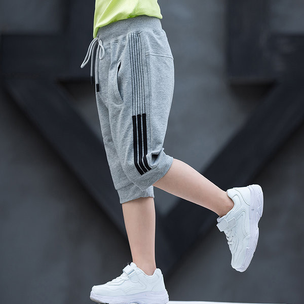 Детски панталони с кант и връзки 