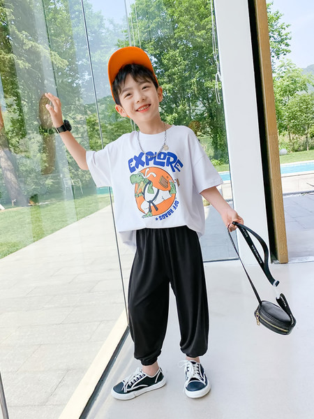 Детски ежедневен панталон с ластик на крачолите -7/8 дължина 