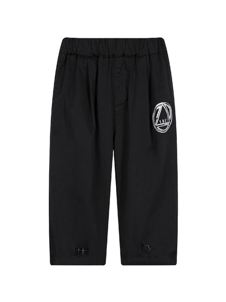 Черни детски панталони с 7/8 дължина и аплкация