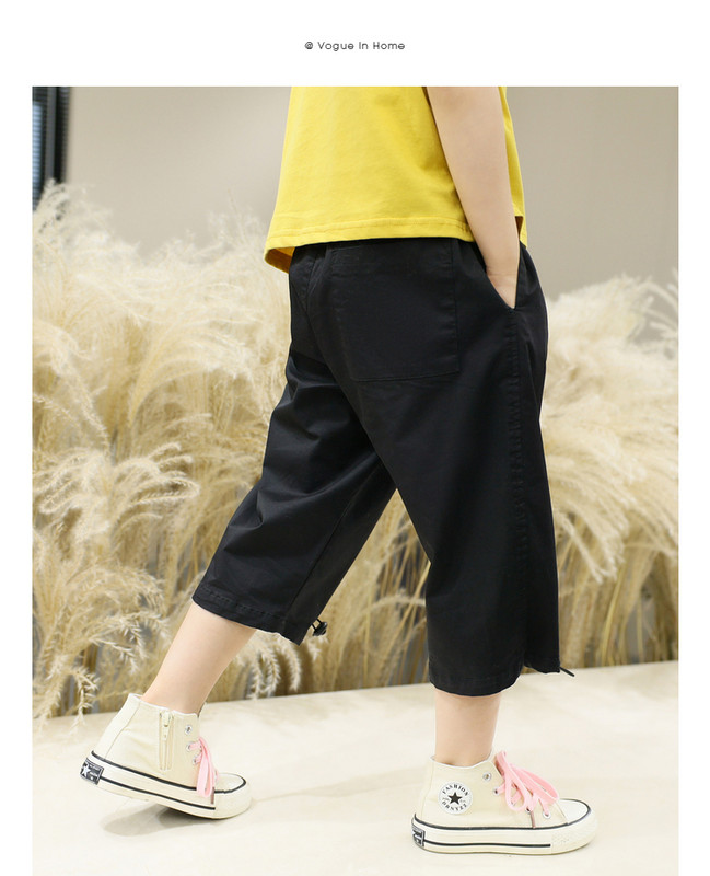 Черни детски панталони с 7/8 дължина и аплкация