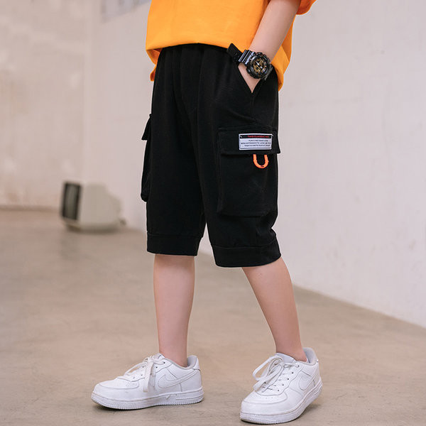 Детски панталони с 3/4 дължина и джобове в два цвята