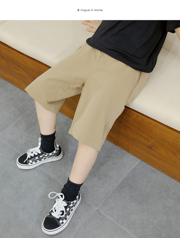 Детски 3/4 панталон с джобове в кафяв цвят