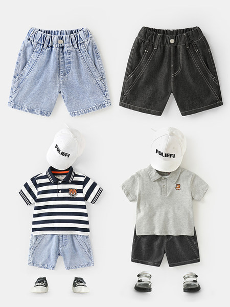 Ежедневни къси дънки с ластична талия-за момчета