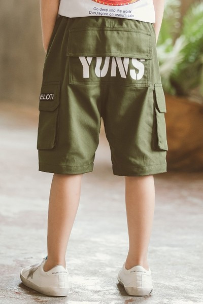 Детски къси панталони с надпис в два цвята