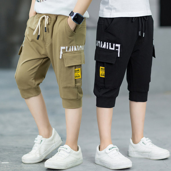 3/4 детски панталони с надпис и джобове 