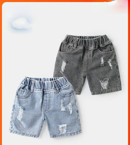 Модерни детски къси дънки с ластична талия за момчета