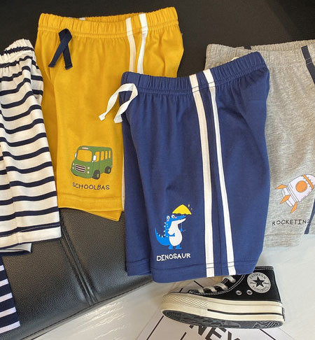 Ежедневни детски панталони с връзки и апликация