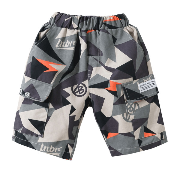 Детски къси панталони с ластична талия и шарен десен