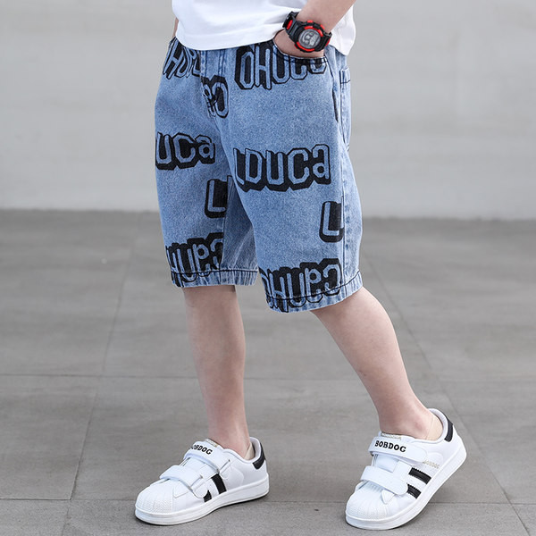 Модерни дънки за момче с 3/4 дължина и надписи