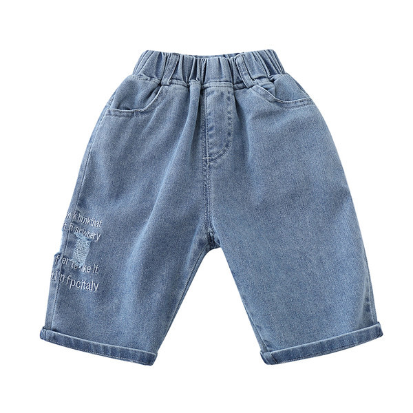 Детски дънки за момчета-с бродерия и ластична талия