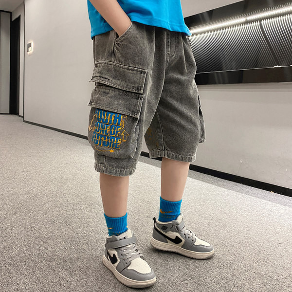 Детски дънки със странични джобове за момчета