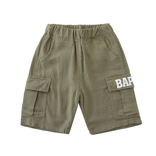 Къси детски панталони с джобове и ластична талия в два цвята