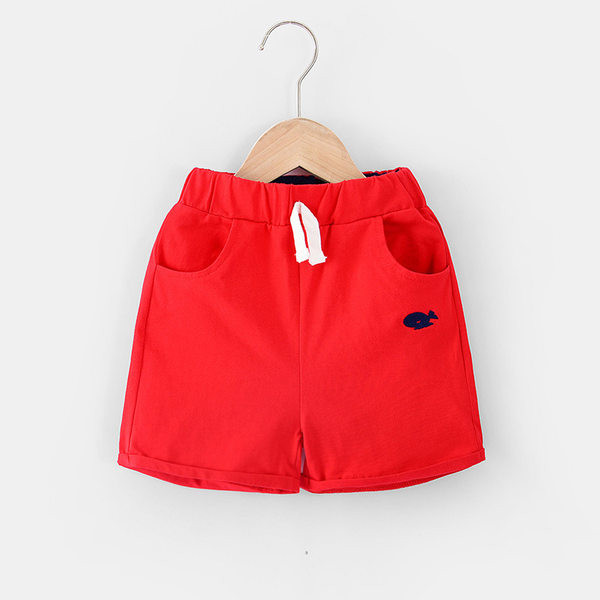 Нов модел детски шорти за момчета в тъмносин и червен цвят с джобове