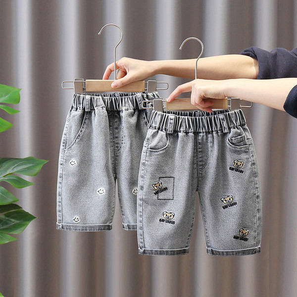 Детски дънки с бродерия и ластична талия