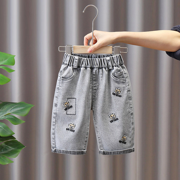 Детски дънки с бродерия и ластична талия