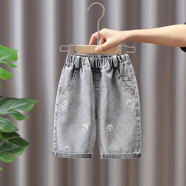 Детски дънки с бродерия и ластична талия