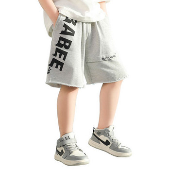Детски къси панталони с надпис и джобове -3/4 дължина 