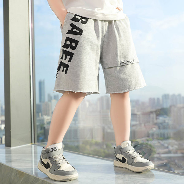 Детски къси панталони с надпис и джобове -3/4 дължина 