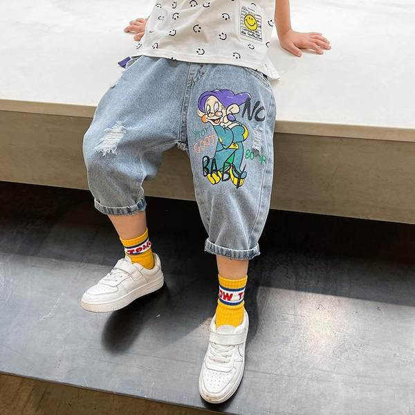 3/4 Детски панталони от деним с апликация