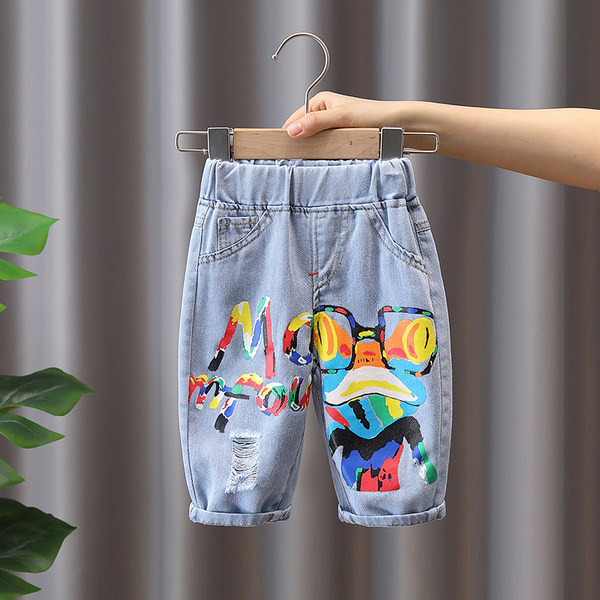 Нов модел детски дънки с апликация и ластична талия