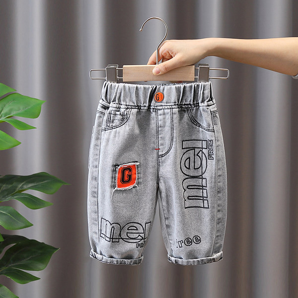 Детски дънки с надписи и копче-за момчета