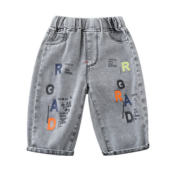 Нов модел детски дънки с надписи и ластична талия